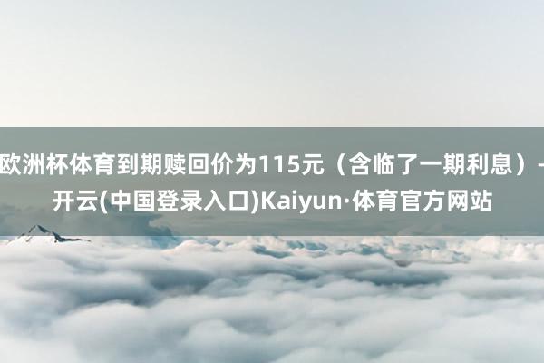 欧洲杯体育到期赎回价为115元（含临了一期利息）-开云(中国登录入口)Kaiyun·体育官方网站