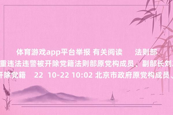 体育游戏app平台举报 有关阅读      法则部原党构成员、副部长刘志强严重违法违警被开除党籍法则部原党构成员、副部长刘志强严重违法违警被开除党籍    22  10-22 10:02 北京市政府原党构成员、副市长高一又严重违法违警被开除党籍和公职北京市政府原党构成员、副市长高一又严重违法违警被开除党籍和公职    26  10-22 10:01 广东省深圳市政协党构成员、副主席王幼鹏领受轨范审